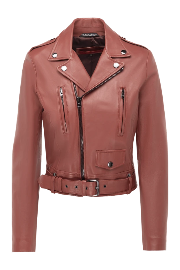 Pink genuine leather jacket for women