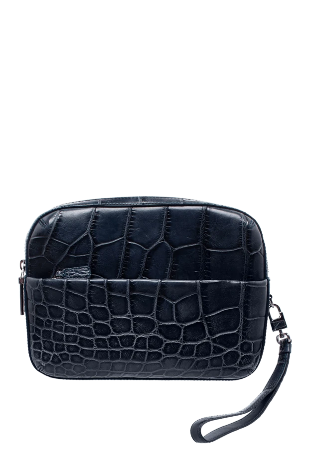 Men's alligator leather clutch bag blue