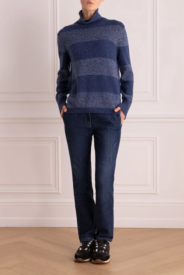 Gran Sasso woman blue cashmere golf for women buy with prices and photos 153796 - photo 2