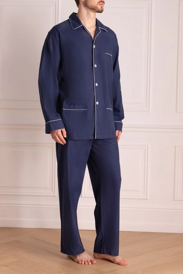 Derek Rose man blue cotton pajamas for men 153810 - photo 3