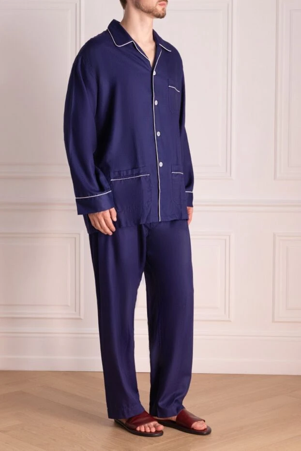 Derek Rose man blue cotton pajamas for men 153810 - photo 3