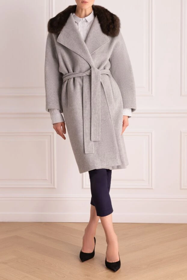 FG Furs жіночі пальто з кашеміру та соболя сіре жіноче купити фото з цінами 153927 - фото 2