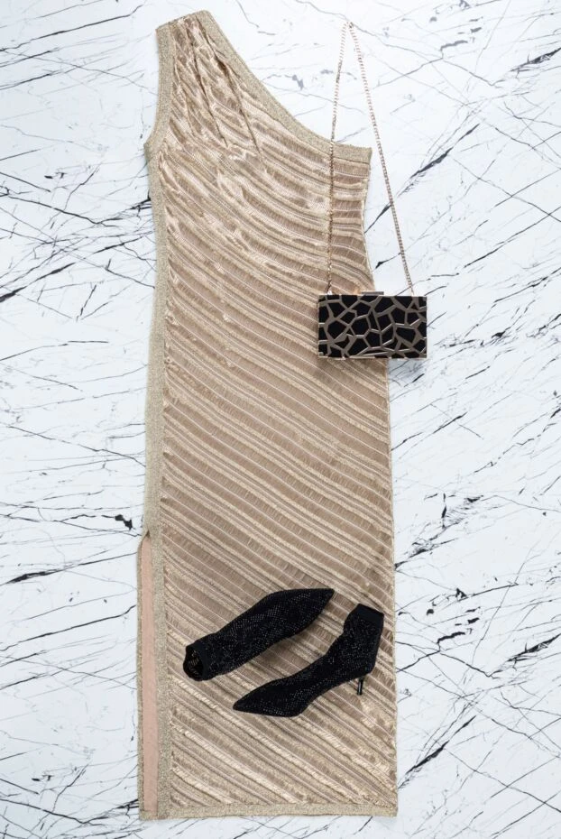 Herve Leger платье бежевое из фактурной ткани женское 153934 - фото 2