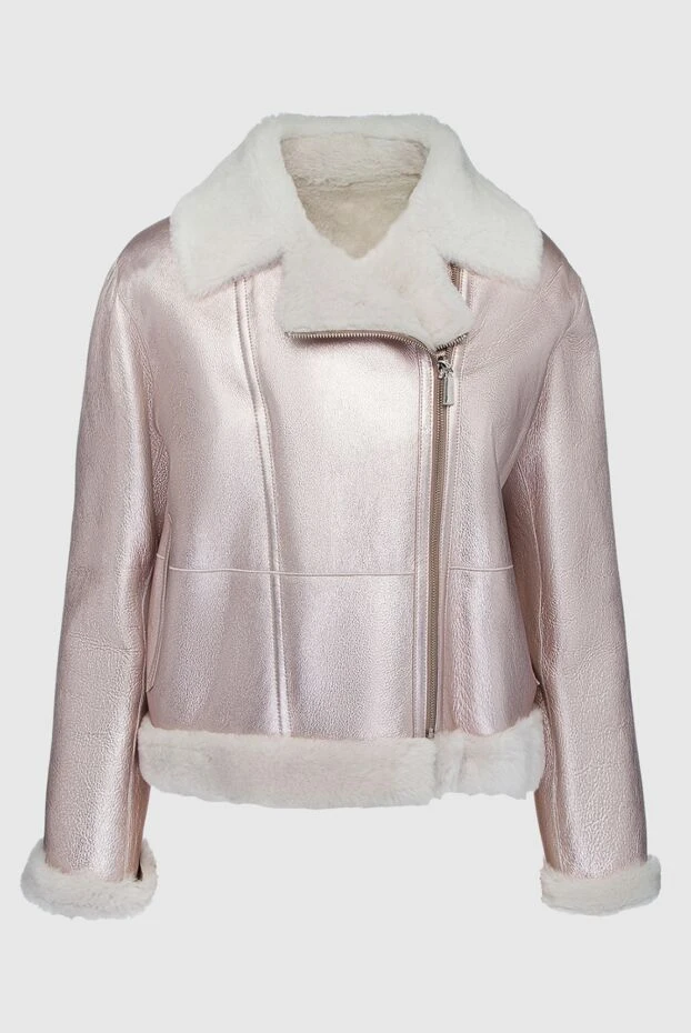 Sheepskin coat made of natural fur pink for women