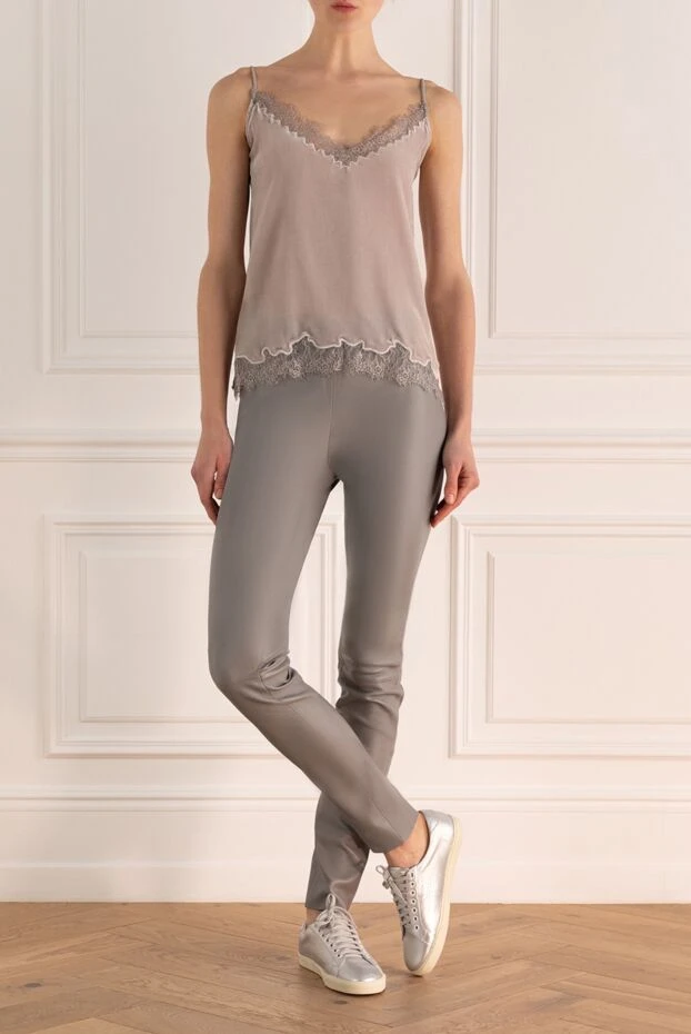 Max&Moi woman gray leather trousers for women 153958 - photo 2