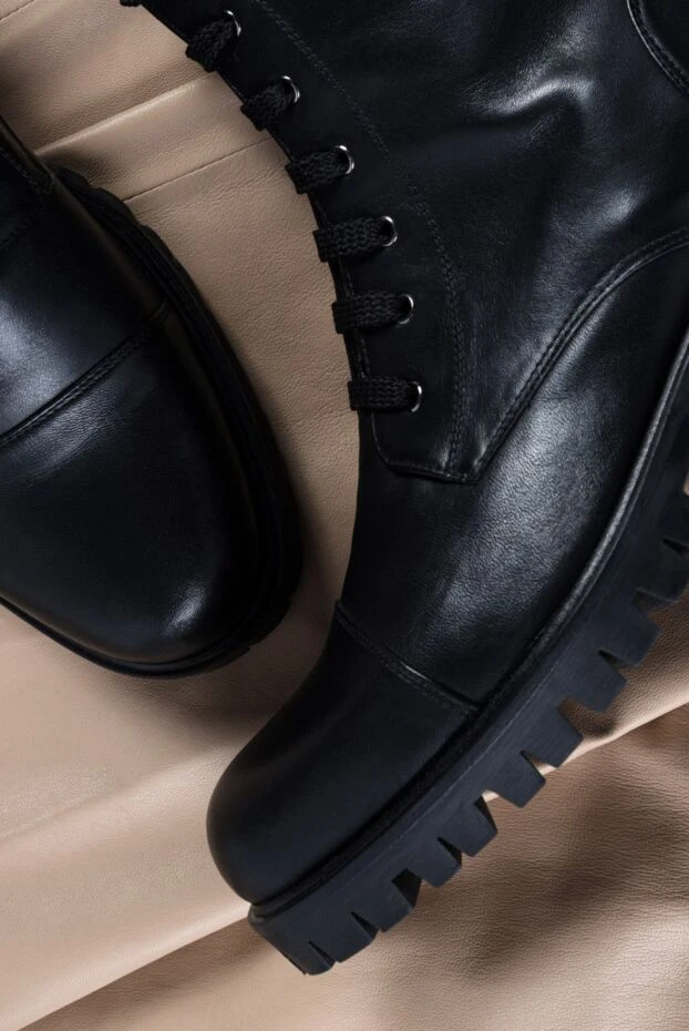 Fleur de Paris women's black leather boots with laces 153965 - photo 2