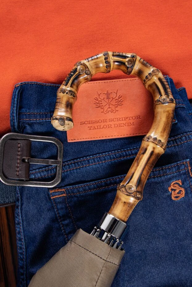 Scissor Scriptor штани чоловічі сині з бавовни з контрастним оздобленням 154005 - фото 2