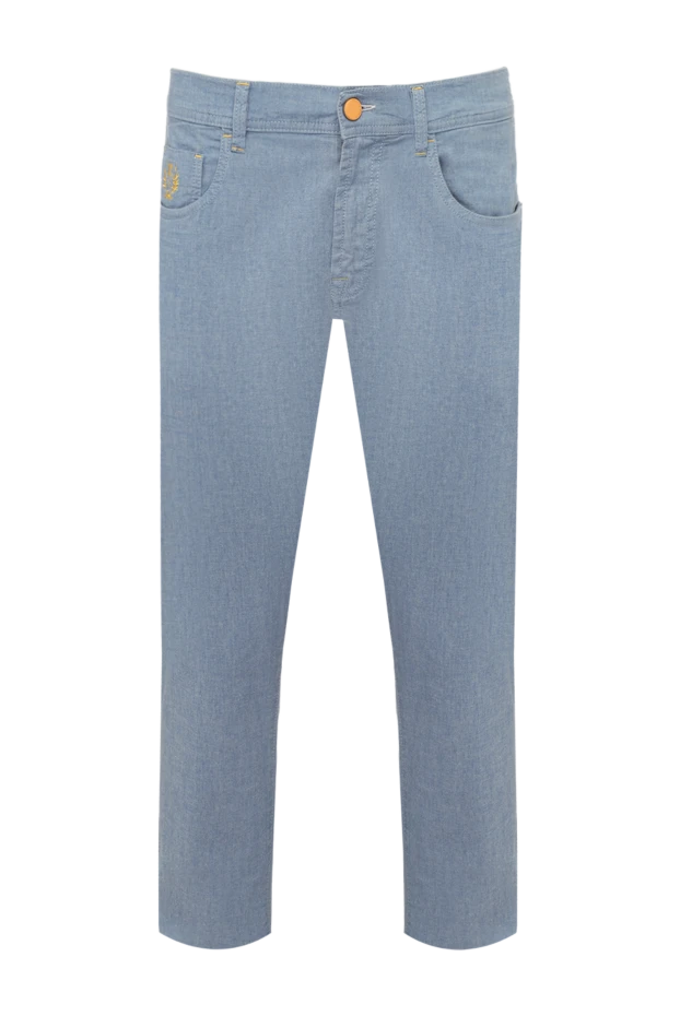 Scissor Scriptor man blue cotton and linen jeans for men 154008 - photo 1