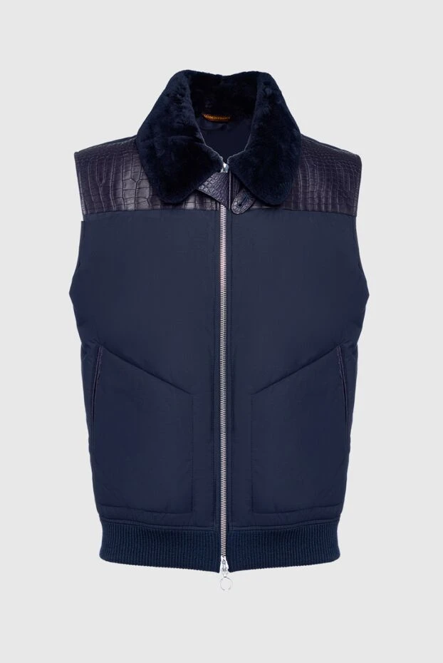 Seraphin nylon and crocodile leather vest blue for men 154044 - photo 1