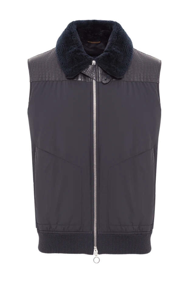 Seraphin nylon and crocodile leather vest blue for men 154044 - photo 1