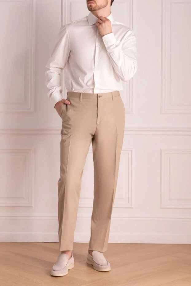 Zilli мужские брюки из хлопка бежевые мужские купить с ценами и фото 154054 - фото 2