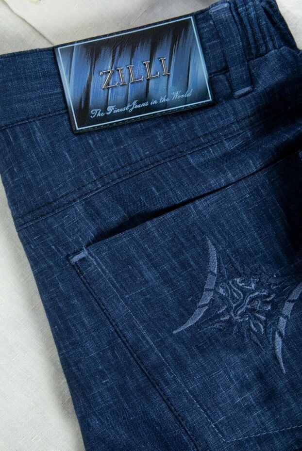 Zilli сині чоловічі шорти із натурального льону з класичною застібкою 154072 - фото 2