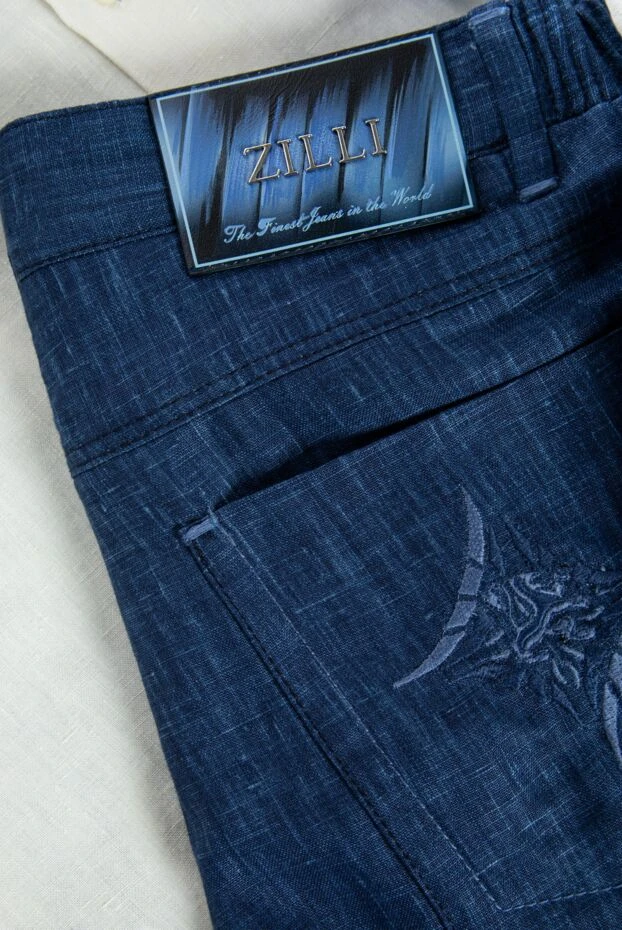 Zilli синие мужские шорты из натурального льна с классической застёжкой 154072 - фото 3