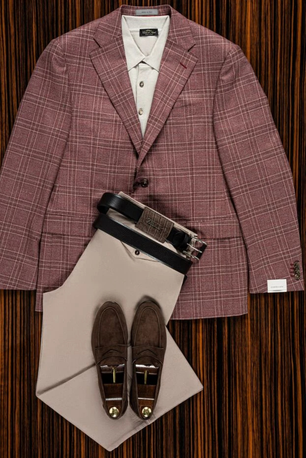 Zilli чоловічі штани пісочного кольору з кашеміру та бавовни. 154075 - фото 2