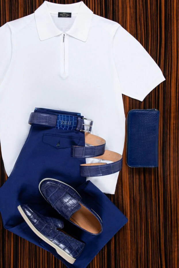 Брюки мужские из хлопка в ярко-синем цвете - фото 2