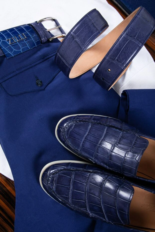 Zilli брюки мужские из хлопка в ярко-синем цвете 154076 - фото 3