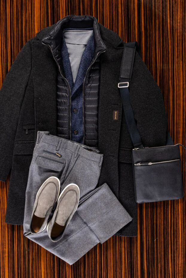 Zilli штани чоловічі сірі з кашеміруз окантовкою кишень 154077 - фото 2