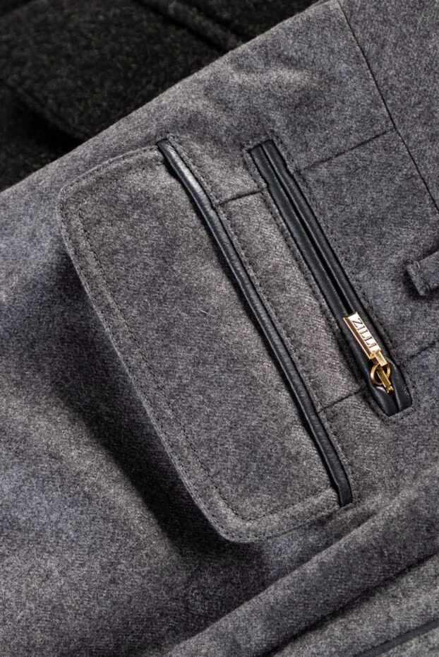 Zilli штани чоловічі сірі з кашеміруз окантовкою кишень 154077 - фото 3