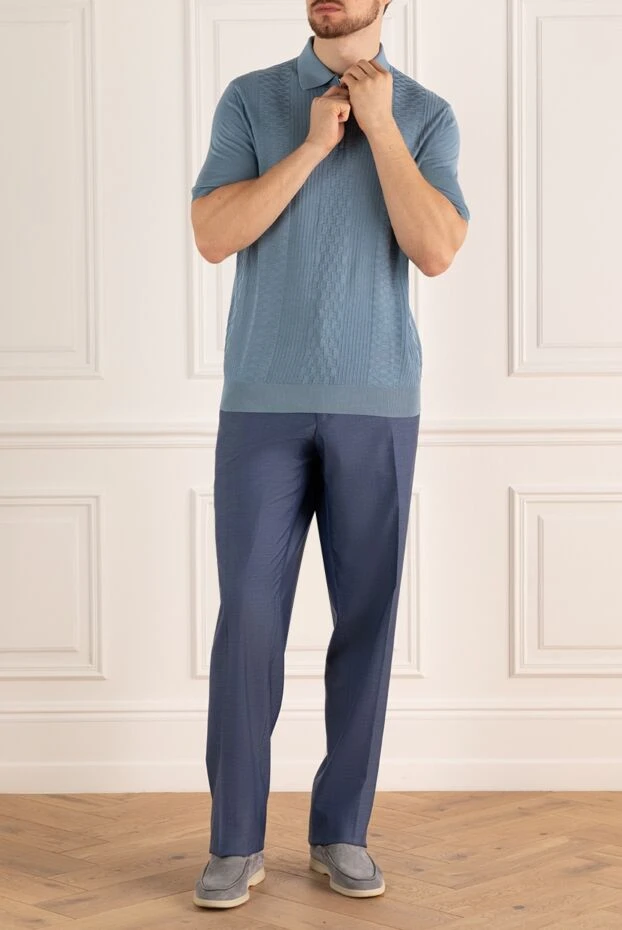 Zilli мужские брюки из шерсти и шелка голубые мужские купить с ценами и фото 154080 - фото 2