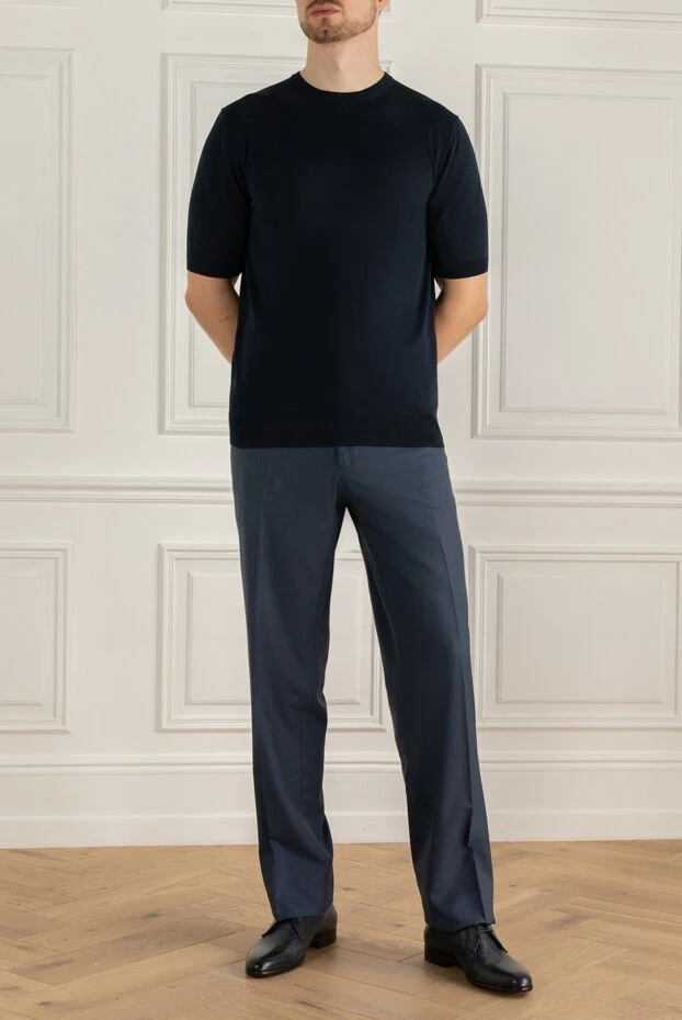 Zilli man men's blue wool and silk trousers buy with prices and photos 154105 - photo 2