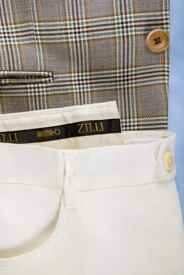 Zilli класичні білі штани з бавовни для чоловіків 154108 - фото 2