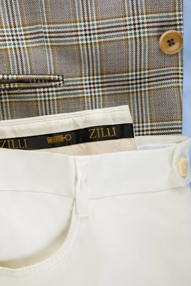 Zilli класичні білі штани з бавовни для чоловіків 154108 - фото 3