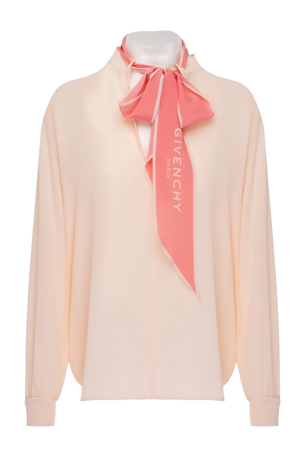 Givenchy women's silk blouse with a contrasting tie on the collar pink 154191 - photo 1