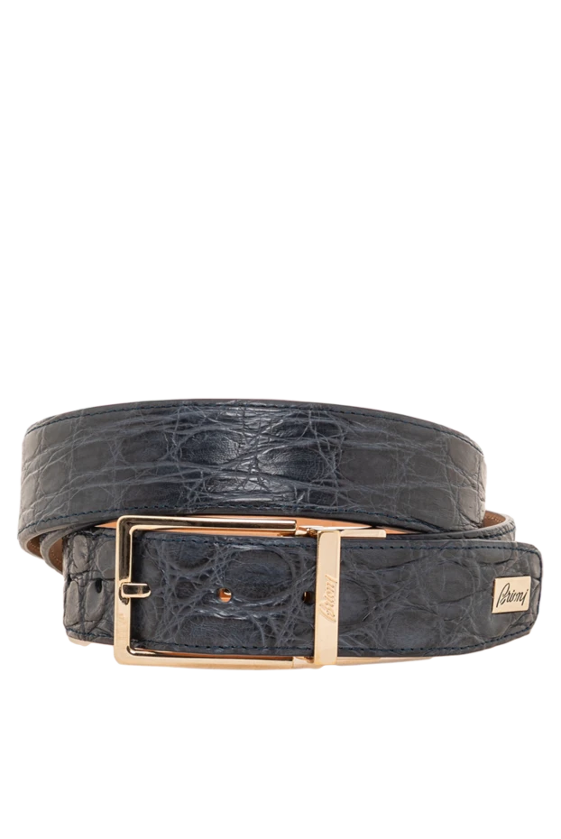 Синій ремінь чоловічий з натуральної шкіри алігатора - фото 1