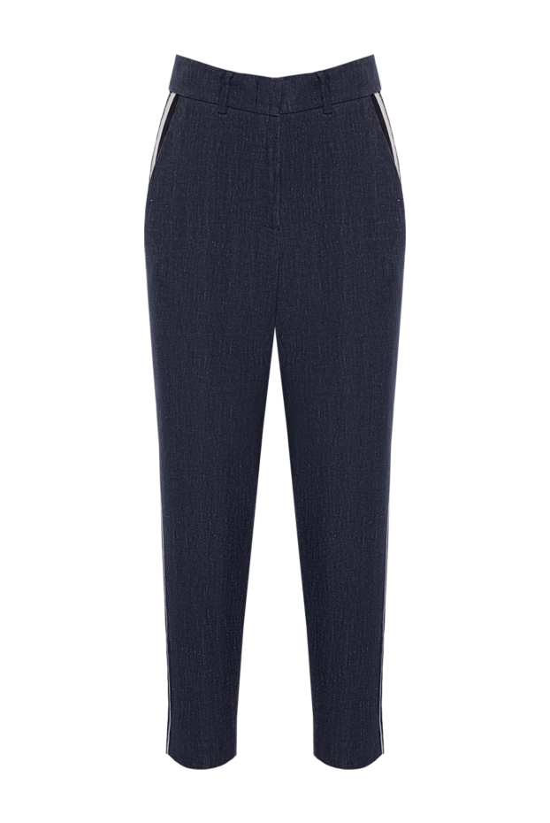 Cappellini женские брюки из хлопка и льна синие женские купить с ценами и фото 154284 - фото 1
