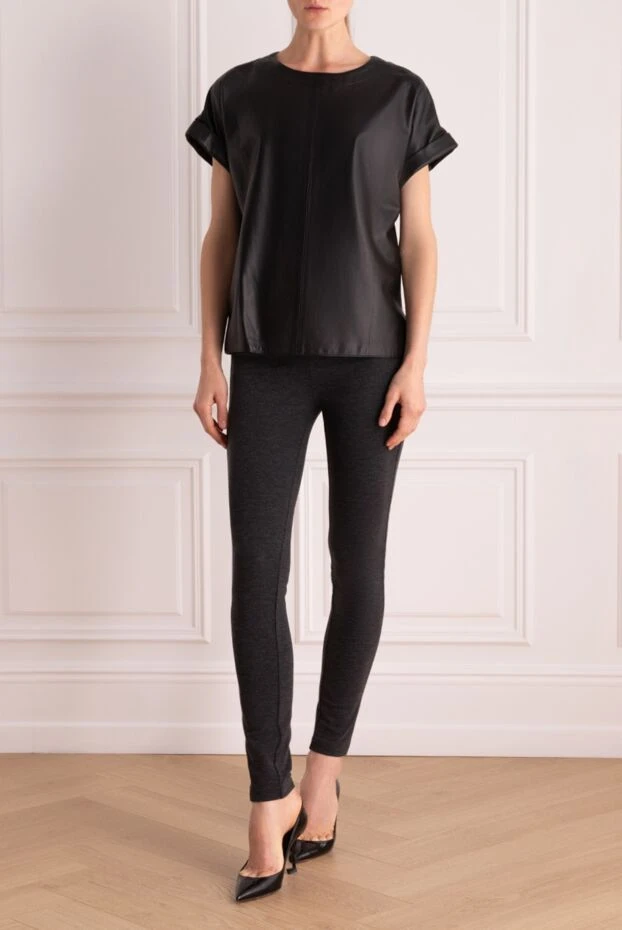 Peserico woman black leather blouse for women buy with prices and photos 154311 - photo 2