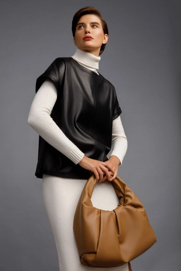 Peserico women's leather blouse black 154311 - photo 2