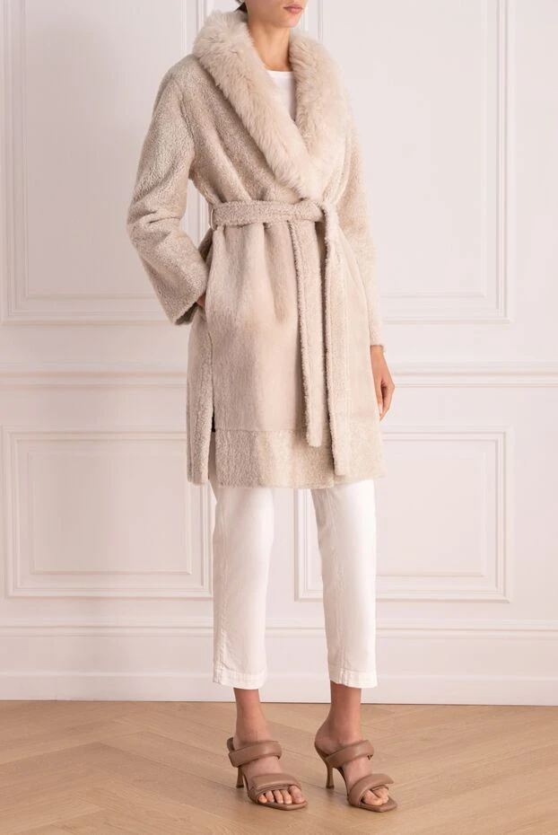 Lisa Conte woman beige women's mouton fur coat buy with prices and photos 154321 - photo 2