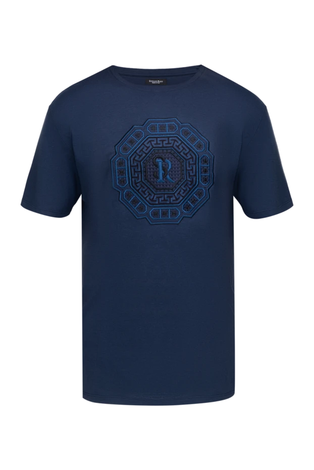 Футболка з бавовни та модала синя чоловіча - фото 1