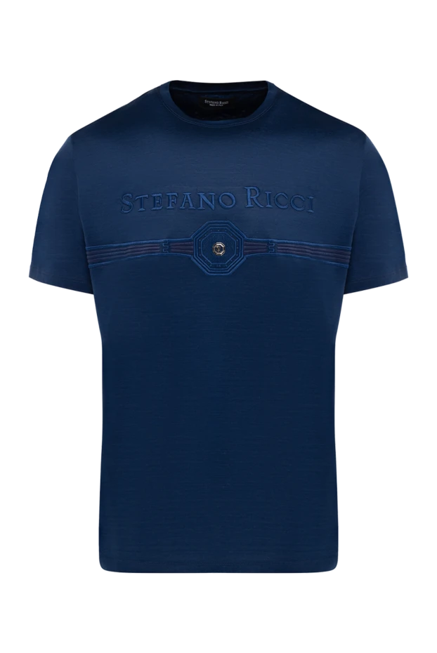 Stefano Ricci футболка из хлопка и модала синяя мужская 154402 - фото 1