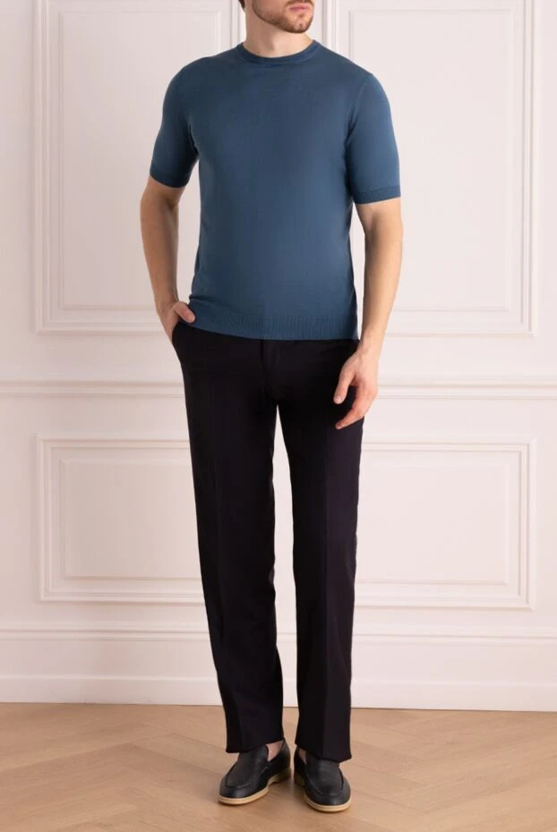 Zilli мужские брюки из шерсти синие мужские купить с ценами и фото 154429 - фото 2