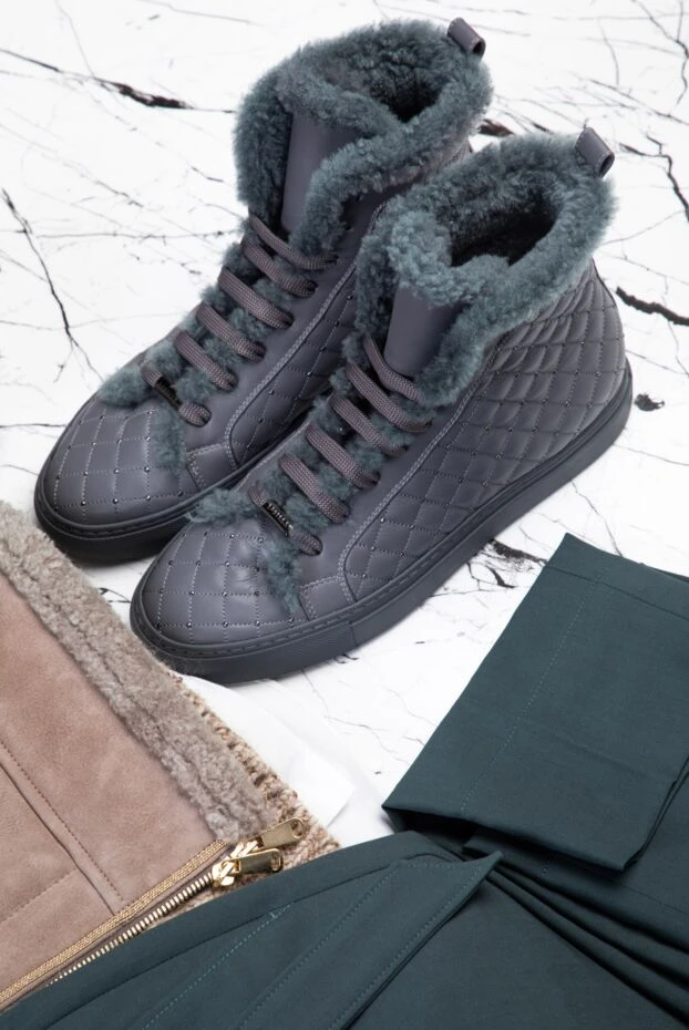 Le Silla women's gray leather quilted boots with fur 154487 - photo 2