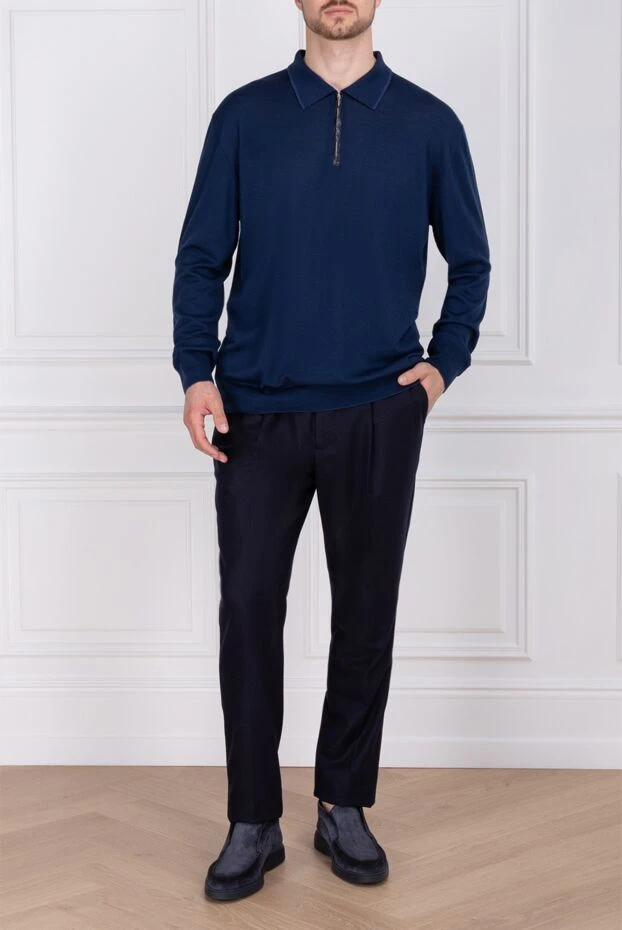 Cesare di Napoli man wool long sleeve polo blue for men buy with prices and photos 154498 - photo 2