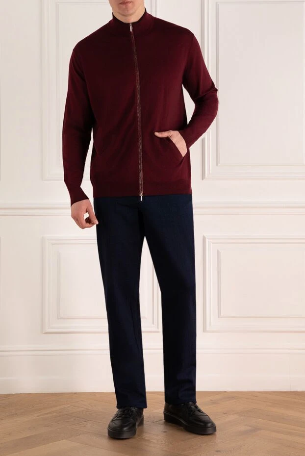 Cesare di Napoli man men's wool cardigan burgundy buy with prices and photos 154507 - photo 2