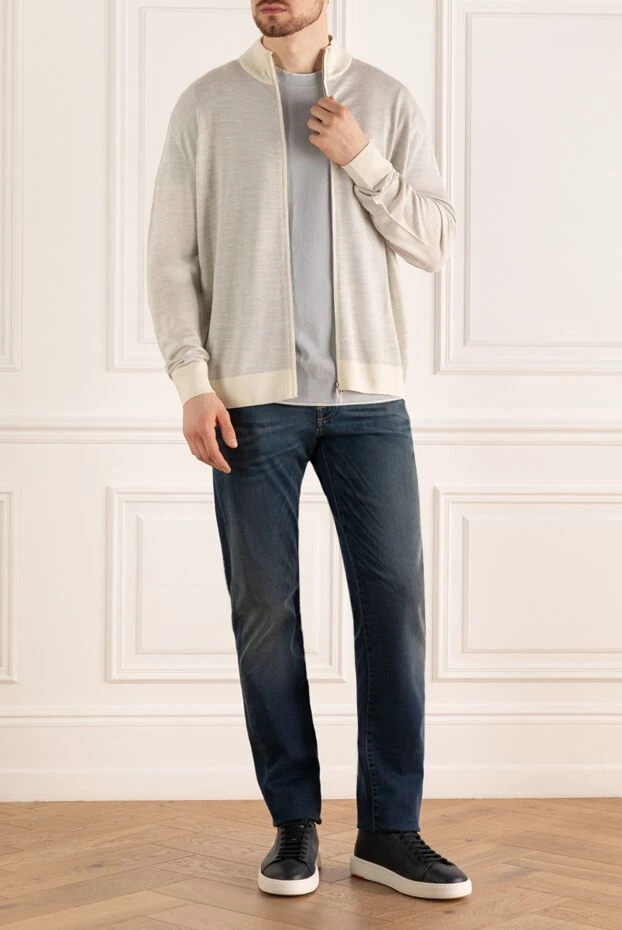 Cesare di Napoli man men's cardigan made of wool and silk, white buy with prices and photos 154520 - photo 2