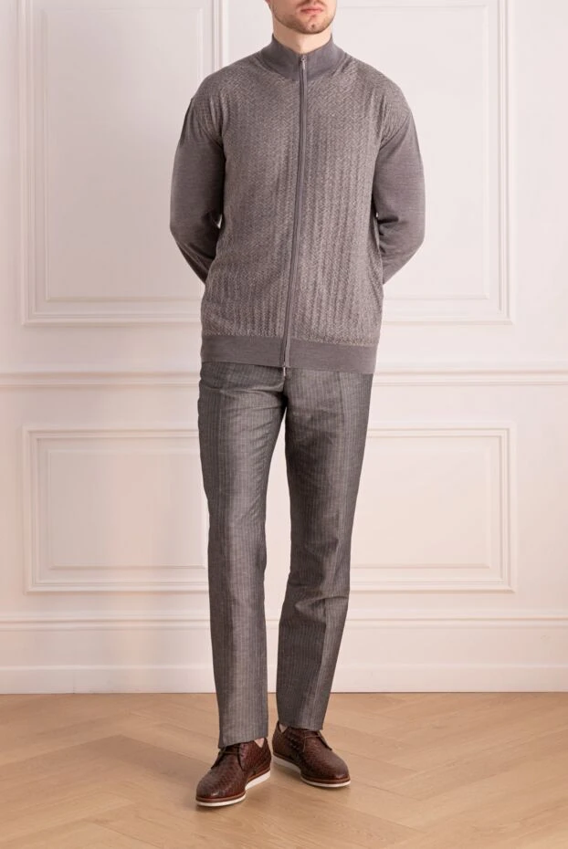 Cesare di Napoli man men's cardigan made of wool and silk, gray buy with prices and photos 154531 - photo 2