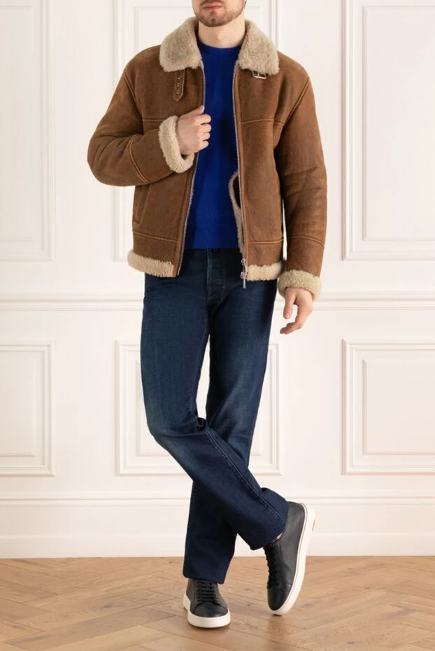 DROMe man men's sheepskin coat made of genuine leather and natural fur brown buy with prices and photos 154570 - photo 2