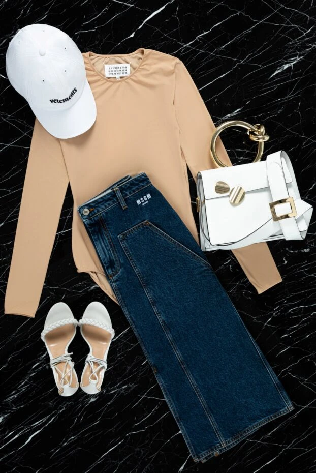 MSGM юбка миди из тёмного денима с вертикальными декоративными выточками 154609 - фото 2