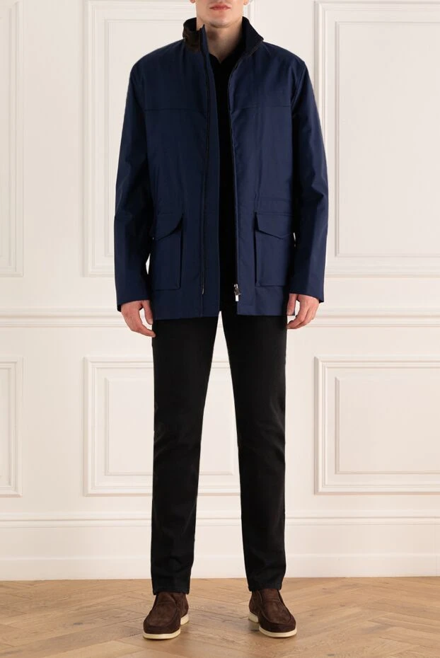 Kiton man blue silk fur jacket for men 154646 - photo 2