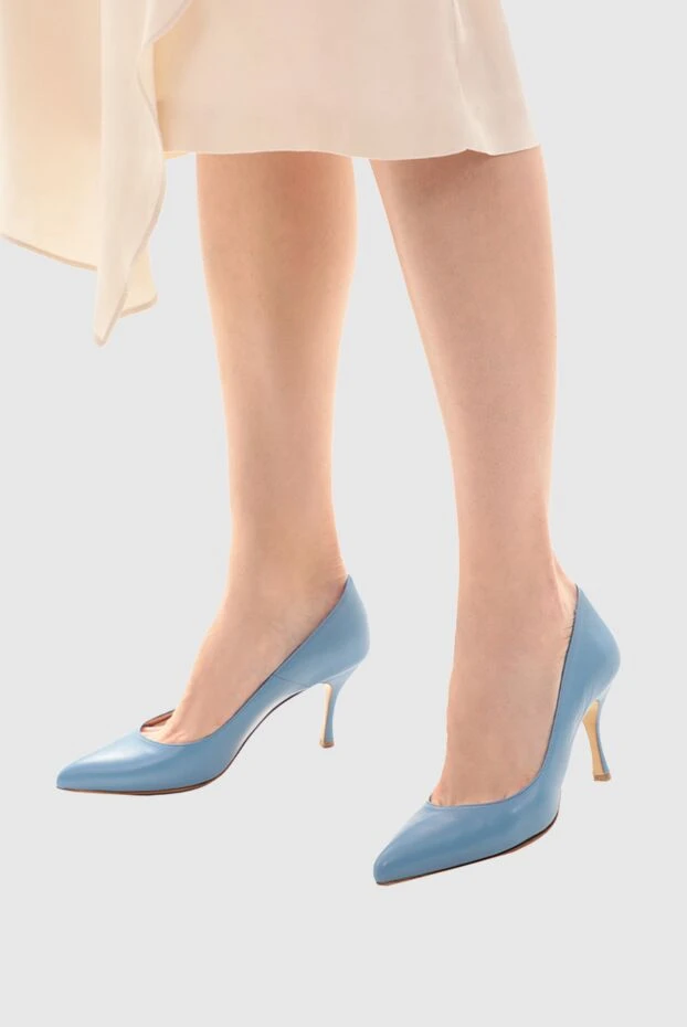 Francesco Sacco женские туфли из кожи голубые женские купить с ценами и фото 154662 - фото 2