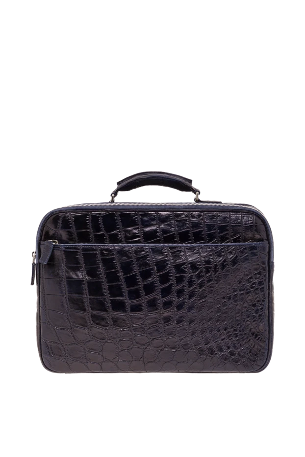 Cesare di Napoli портфель зі шкіри крокодила синій з плечовим ременем чоловічий 154721 - фото 1