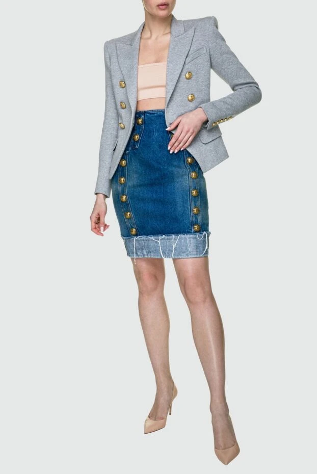 Balmain женские юбка из хлопка синяя женская купить с ценами и фото 154784 - фото 2