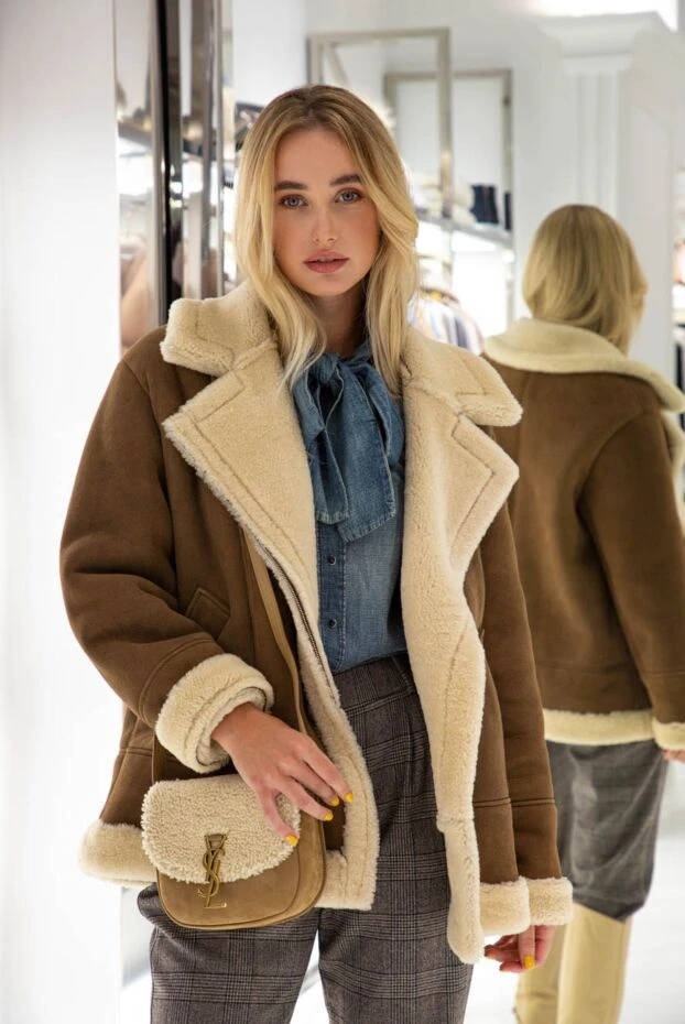 Saint Laurent beige women's bag made of nubuck and fur 154795 - photo 2