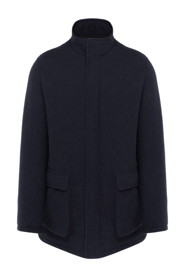 Men's fur jacket made of cashmere and polyamide blue