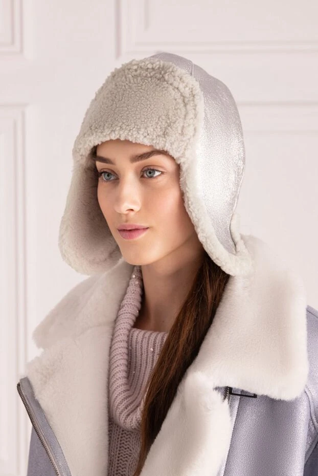 FG Furs woman gray leather and fur hat for women buy with prices and photos 154866 - photo 2