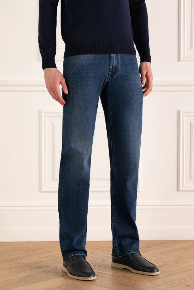 Stefano Ricci джинси з бавовни сині чоловічі 154892 - фото 3